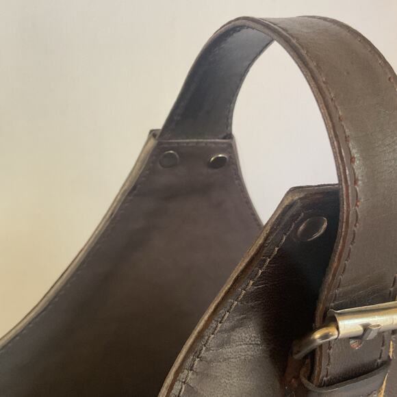 Zimlay Natural Leather Magazine Holder With Belt Strap Handle Handmade - Picture 7 of 9